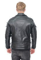 Mens Embossed Brando Leather Biker Jacket-Chicago