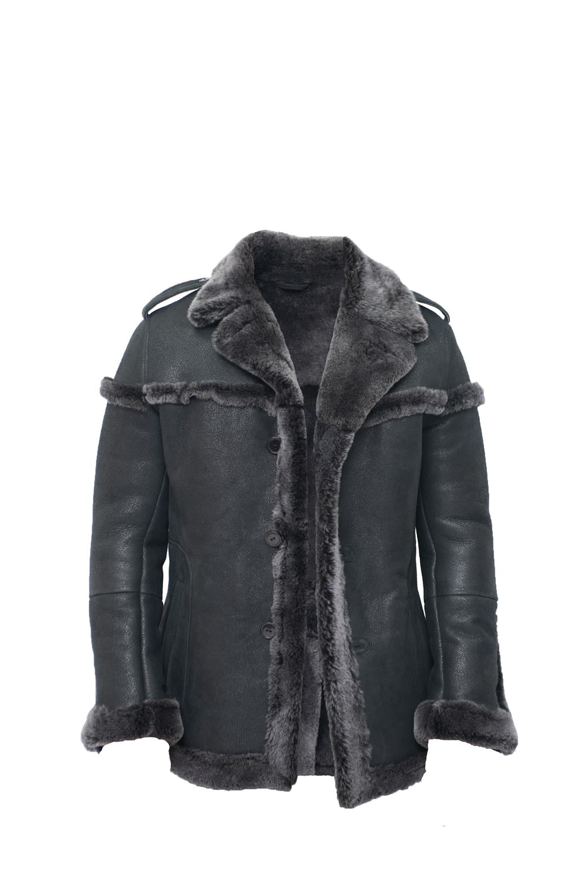 Mens Merino Sheepskin Suede Jacket with Tie Belt-Granada