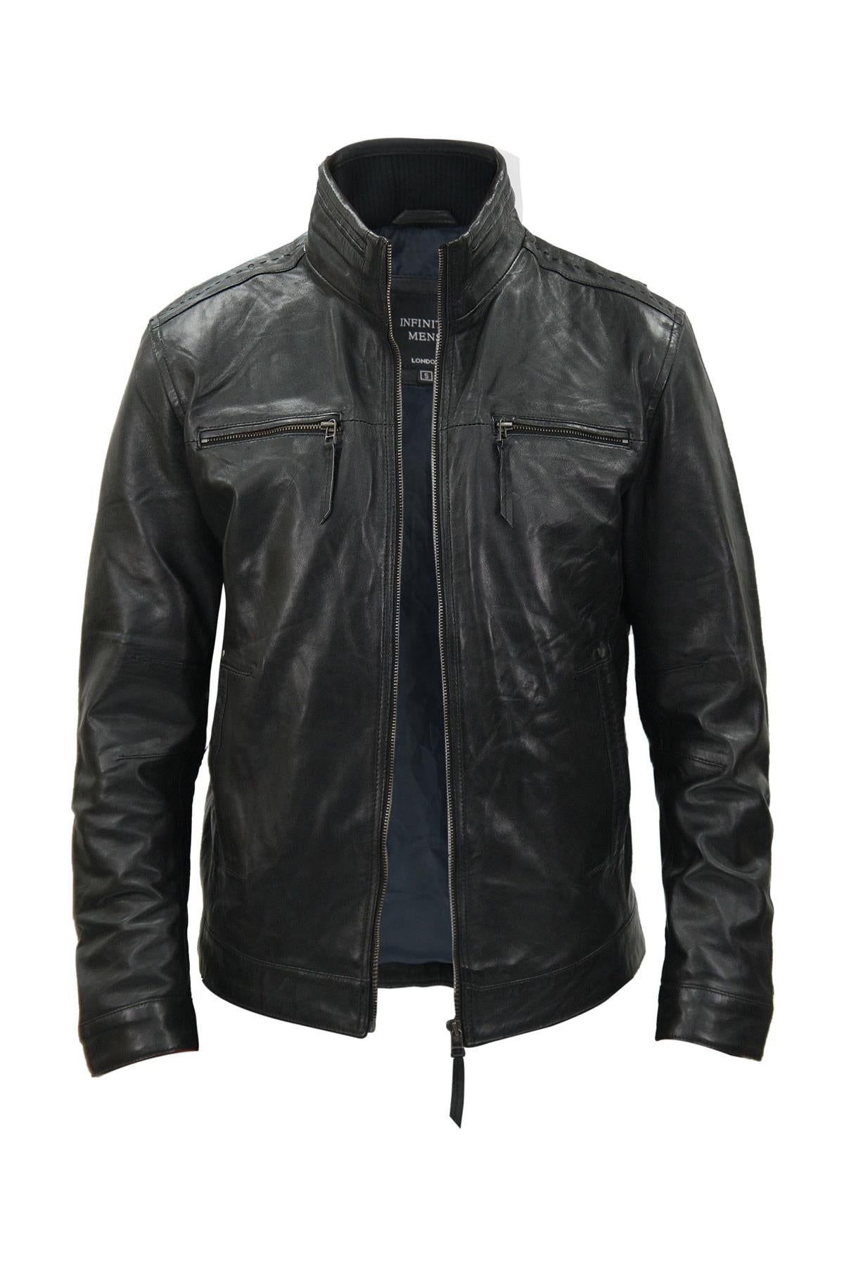 Mens Classic Leather Biker Jacket-Caracas