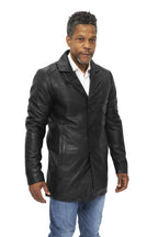 Mens 3/4 Black Leather Cromby Coat-Rosario