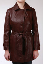 Womens 3/4 Length Tie Belt Trench Coat-Oldbury