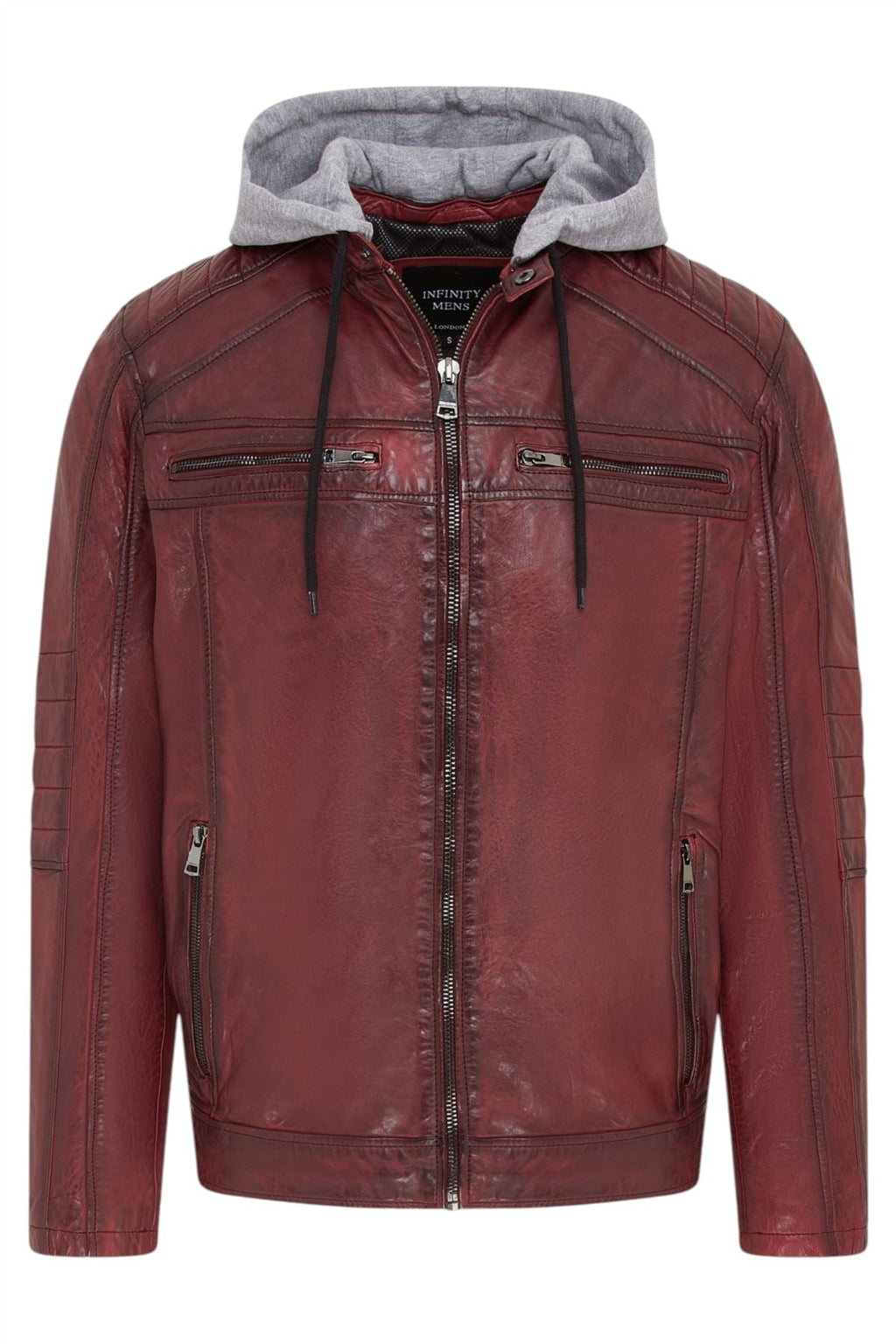 Men's Hooded Biker Lamb Leather Jacket - Burten