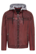 Men's Hooded Biker Lamb Leather Jacket - Burten
