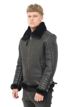 Mens Retro Sheepskin Bomber Jacket-Asheville