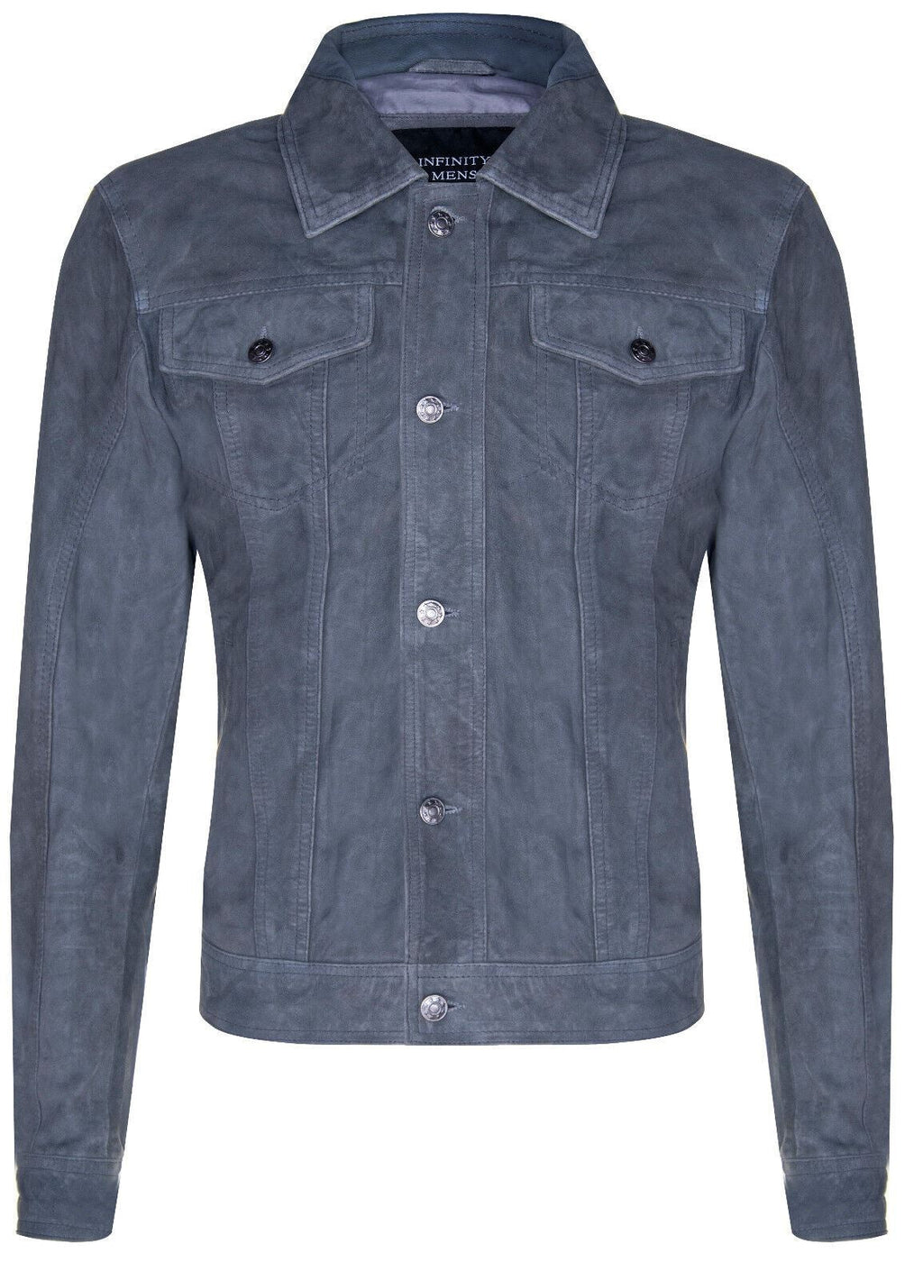 Mens Suede Trucker Shirt Denim Leather Jacket