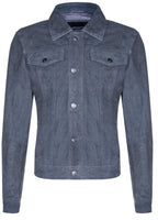 Mens Suede Trucker Shirt Denim Leather Jacket