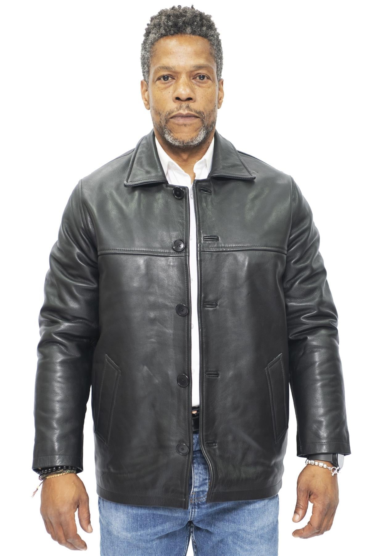 Mens Cowhide Leather Box Jacket-Mendoza