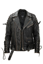 Mens Embossed Brando Leather Biker Jacket-Chicago