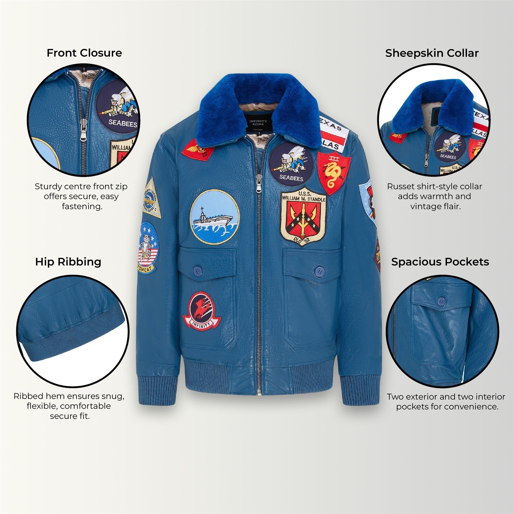 Mens Top Gun A2 Leather Bomber Jacket-San Diego