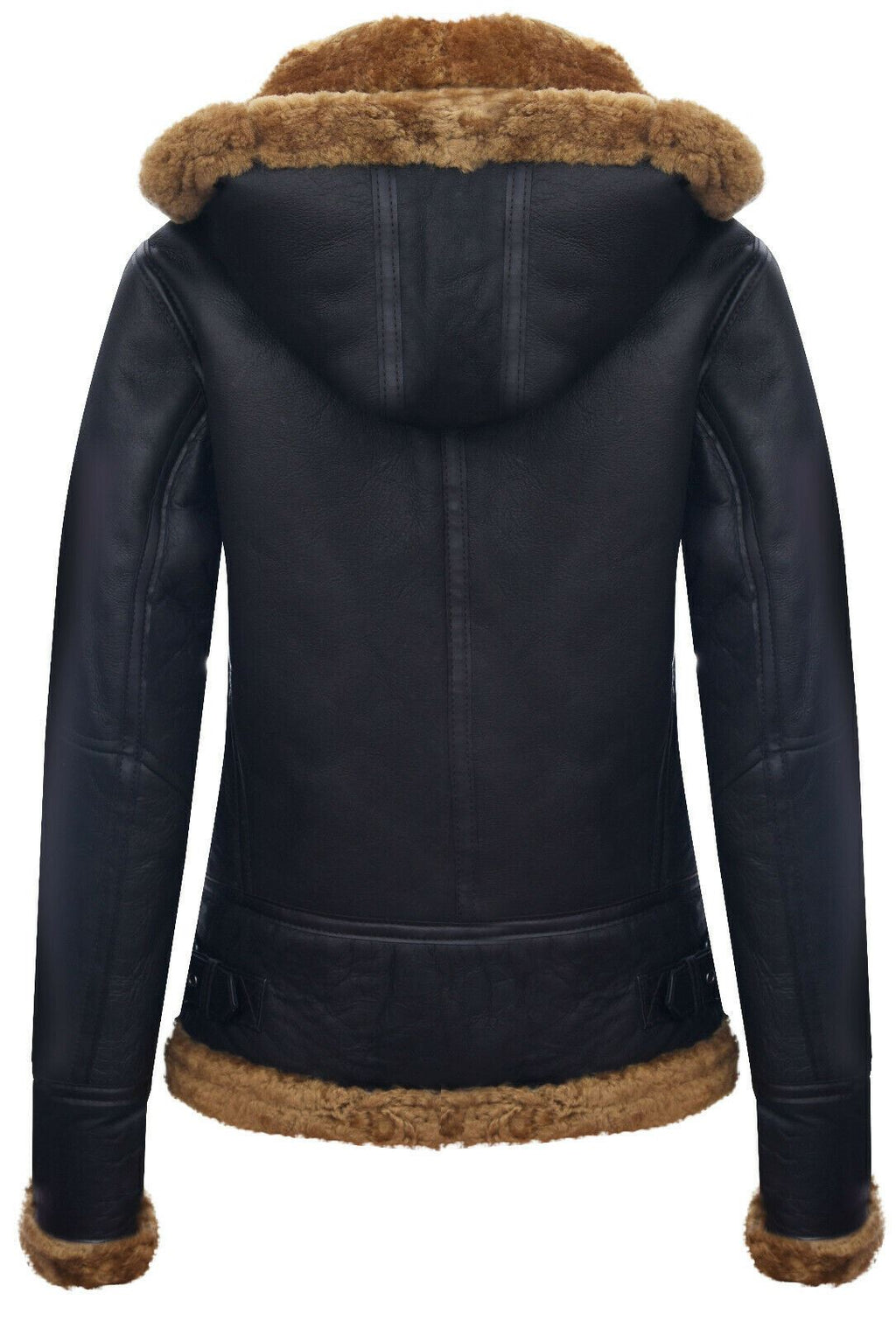 Womens Hooded Sheepskin Flying Leather Jacket-Palermo
