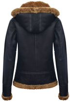 Womens Hooded Sheepskin Flying Leather Jacket-Palermo