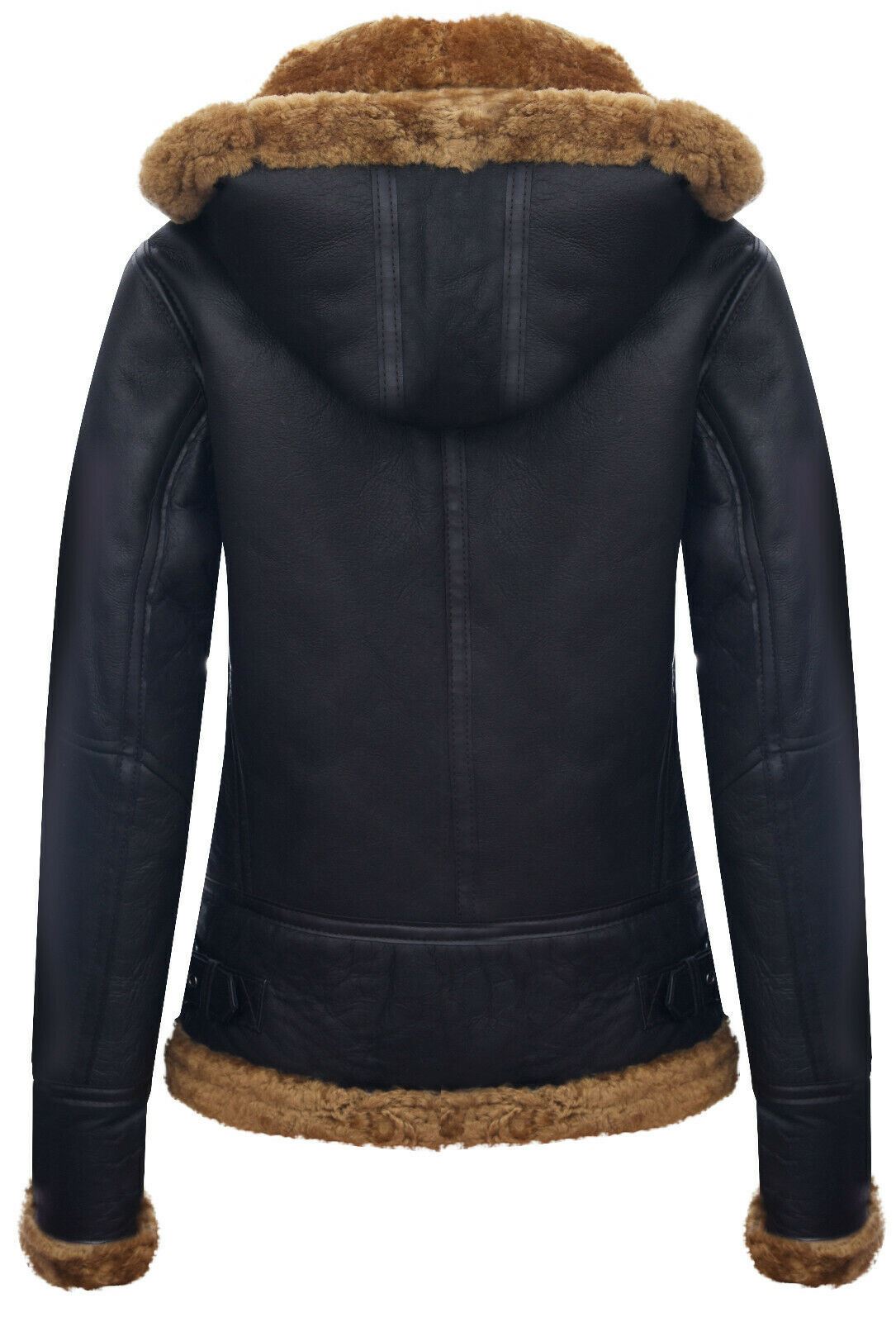 Womens Hooded Sheepskin Flying Leather Jacket-Palermo