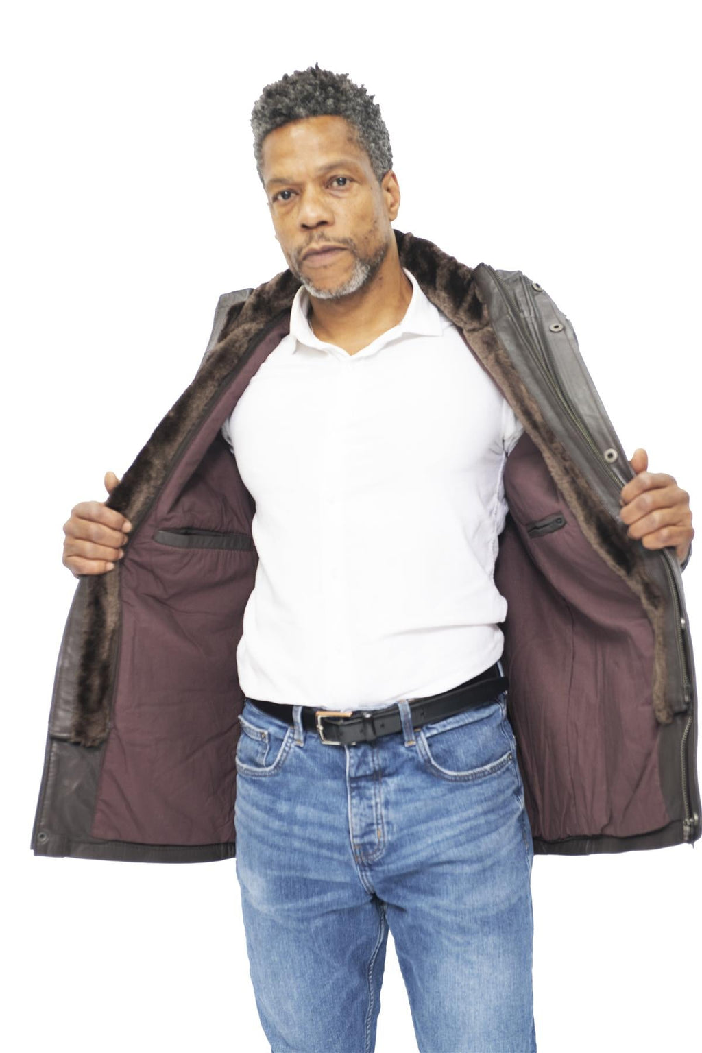 Mens Leather Mid Length Coat-Hanoi