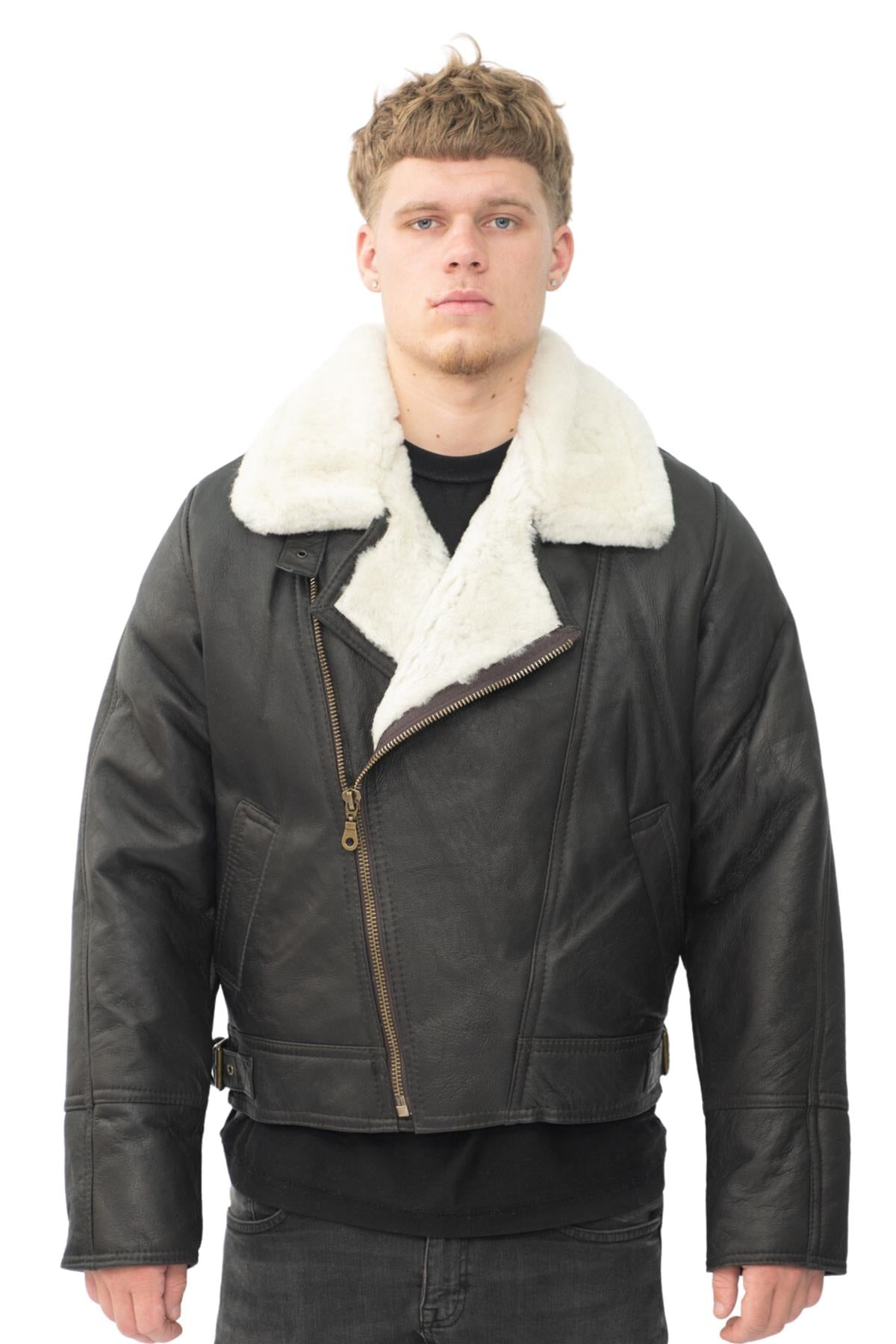 Mens Sheepskin Leather WW2 Bomber Jacket-Tucson