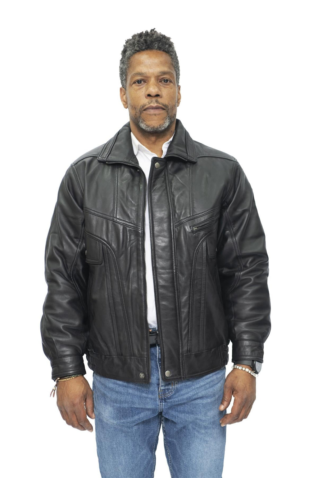 Mens Classic Harrington Bomber Leather Jacket-Minsk