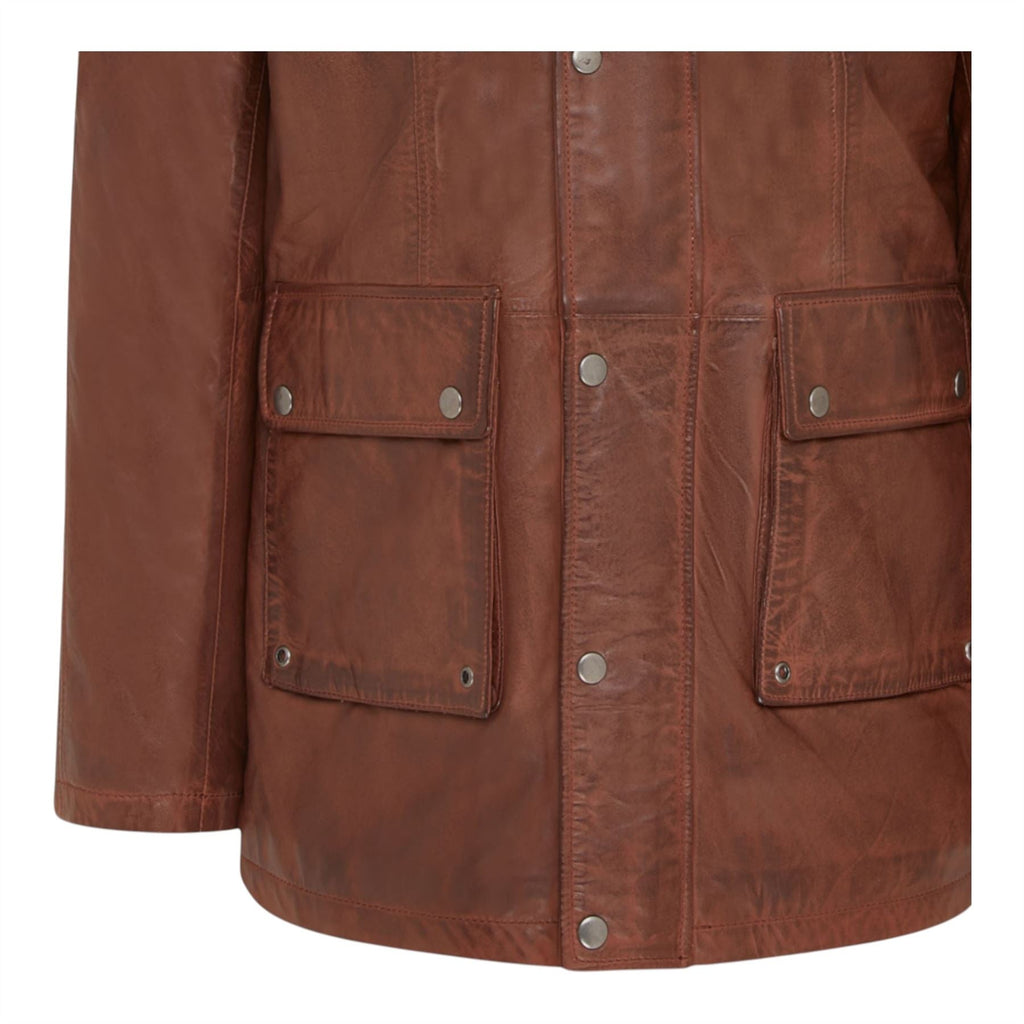 Men’s Leather Military Jacket Outwear Trenchcoat - Field