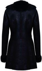 Womens Black Merino Shearling Coat with Toscana Collar-Fortaleza