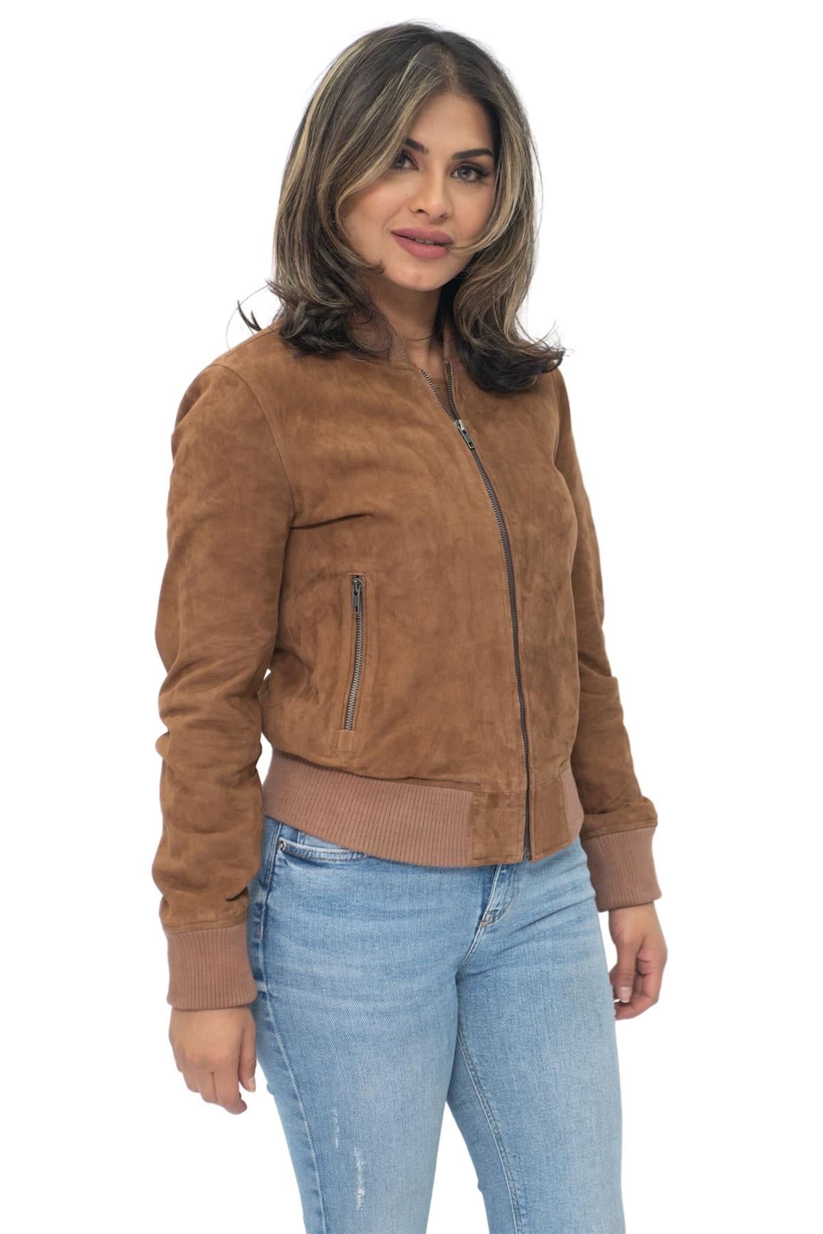 Womens MA-1 Suede Bomber Jacket-Arnhem