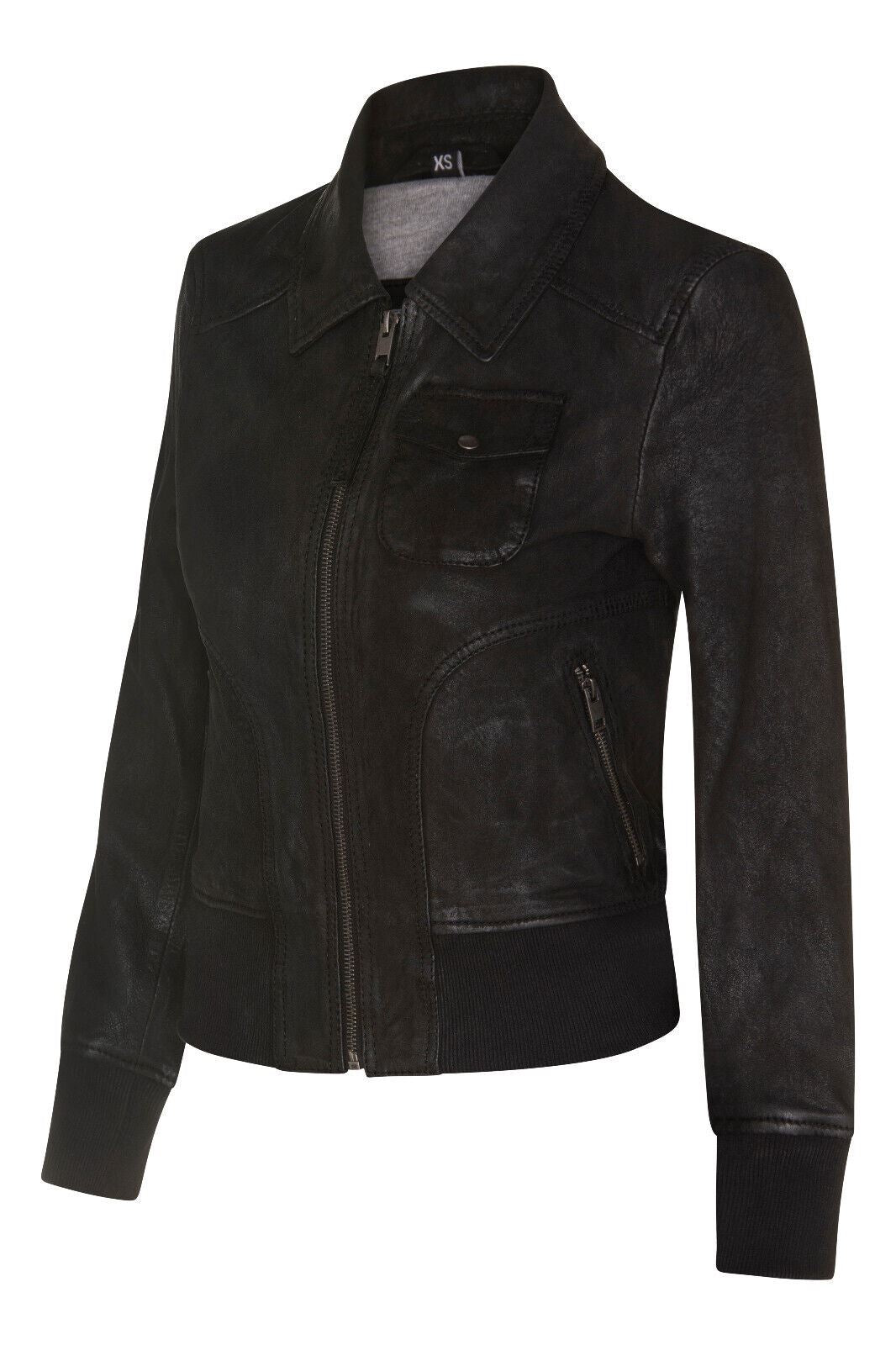 Womens Leather MA-1 Varsity Jacket-Ann Arbor