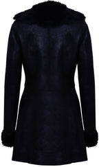 Womens Black Merino Shearling Coat with Toscana Collar-Fortaleza