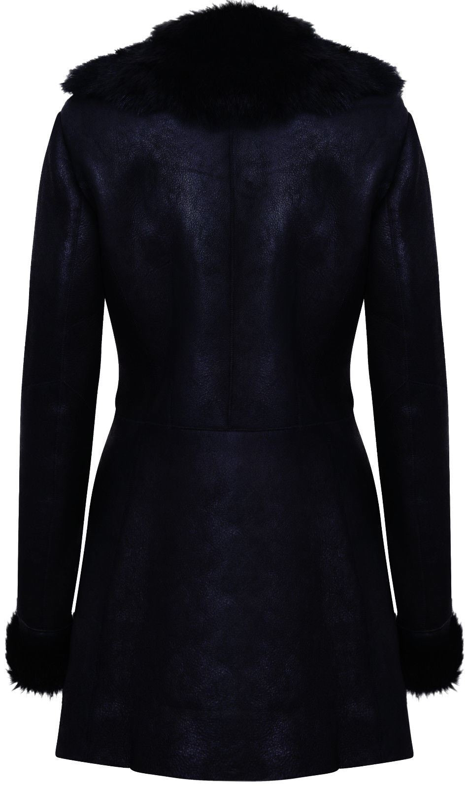 Womens Black Merino Shearling Coat with Toscana Collar-Fortaleza