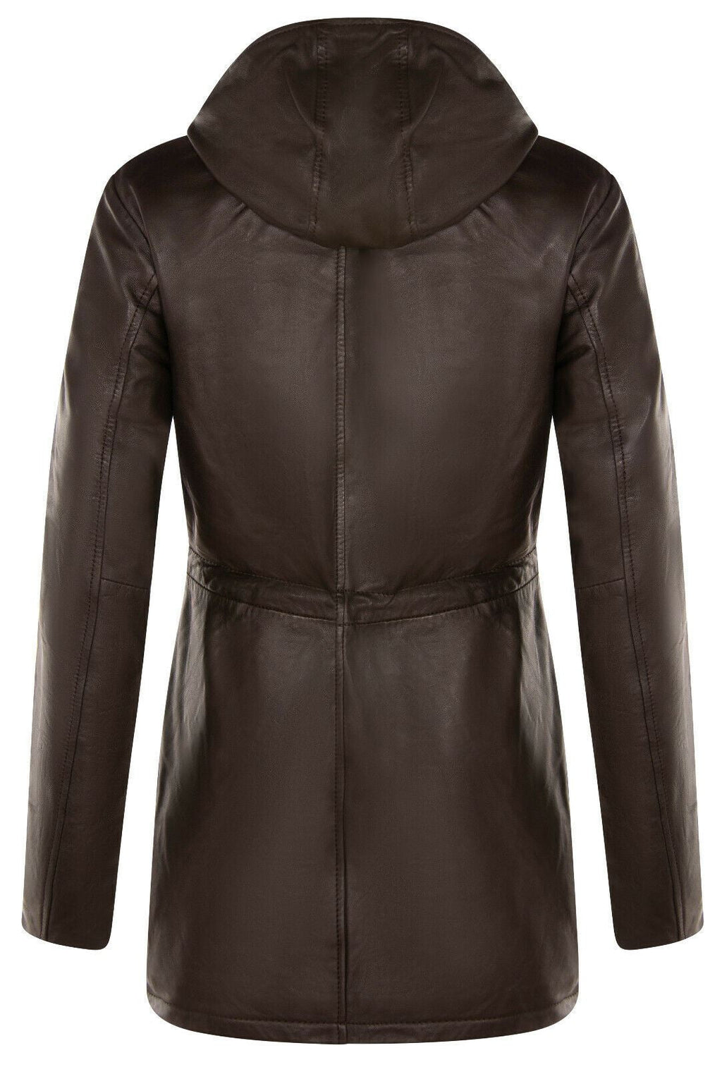 Womens Leather Hooded Parka Jacket-Bucharest