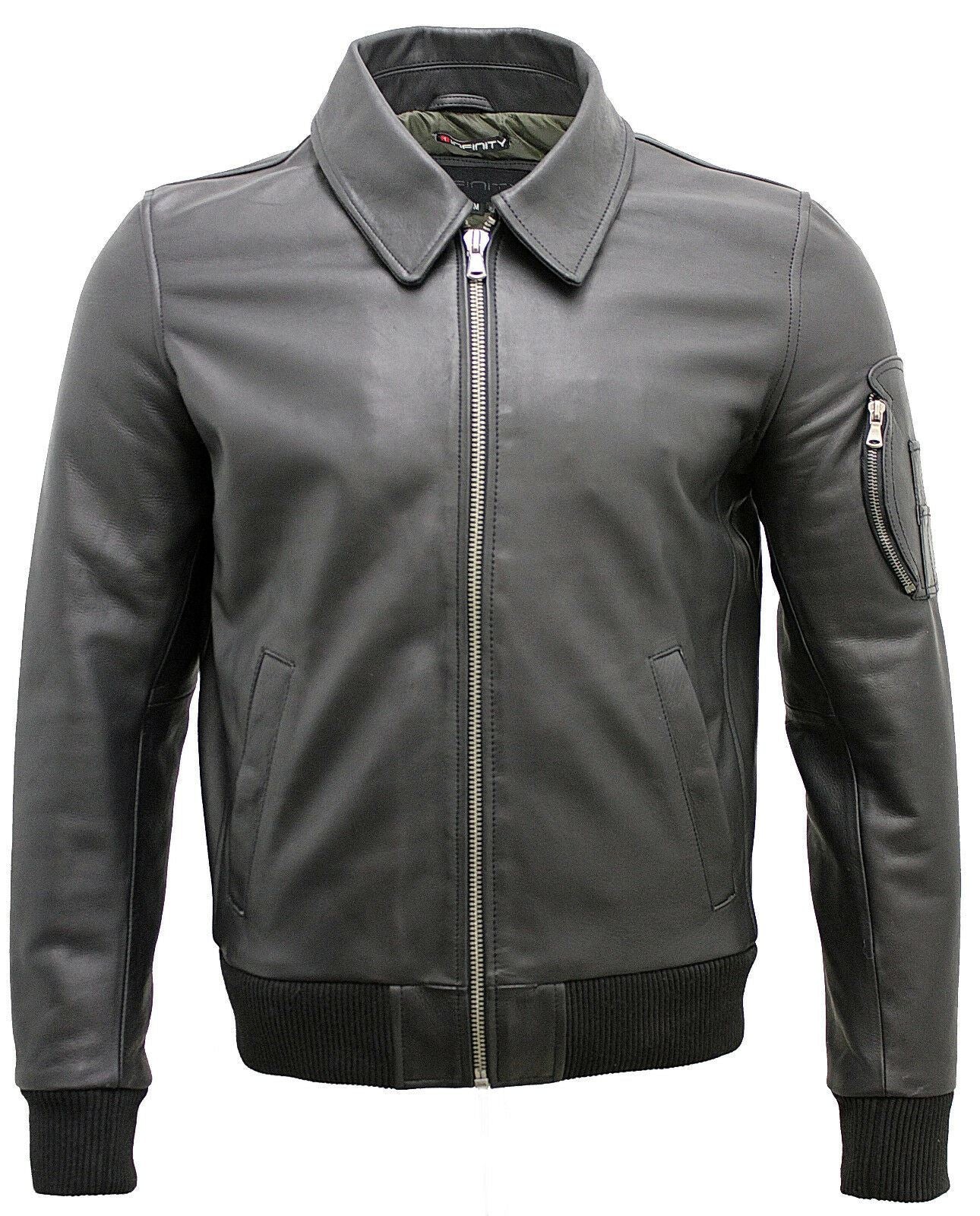 Mens Cowhide Analine Leather A2 US Airforce Bomber Jacket
