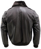 Mens Cow Hide Detachable Collar Leather Flight Bomber Jacket