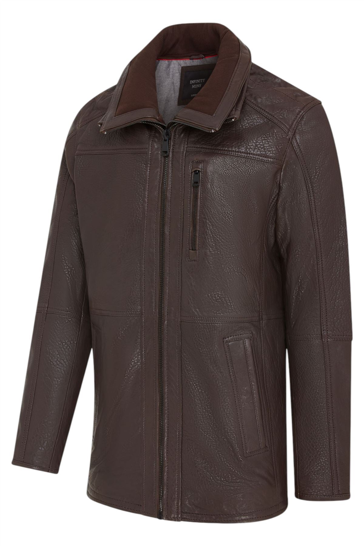 Mens Warm Mid-Length Leather Biker Coat - Sikander