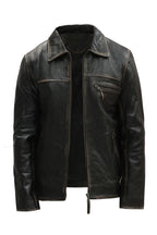 Mens Classic Cow Hide Leather Biker Jacket