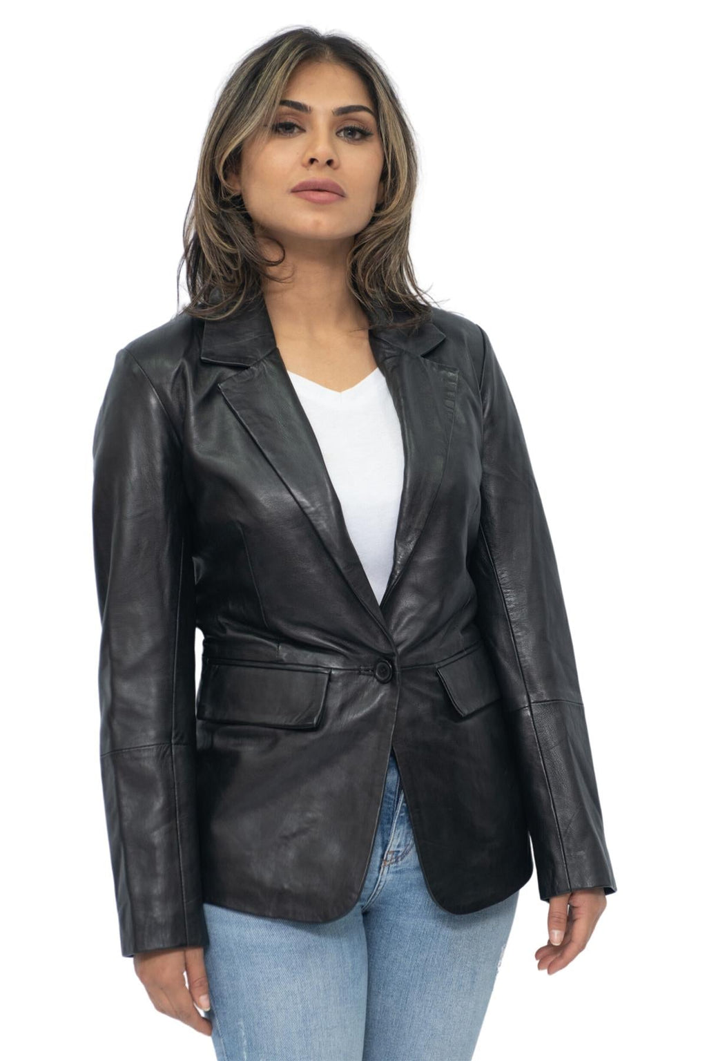 Womens Soft Leather Blazer Jacket-Apeldoorn