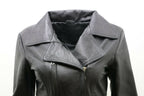 Womens Md Length Leather Biker Jacket-Okehampton