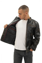 Mens Vintage Black Leather Biker Jacket- Sarajevo