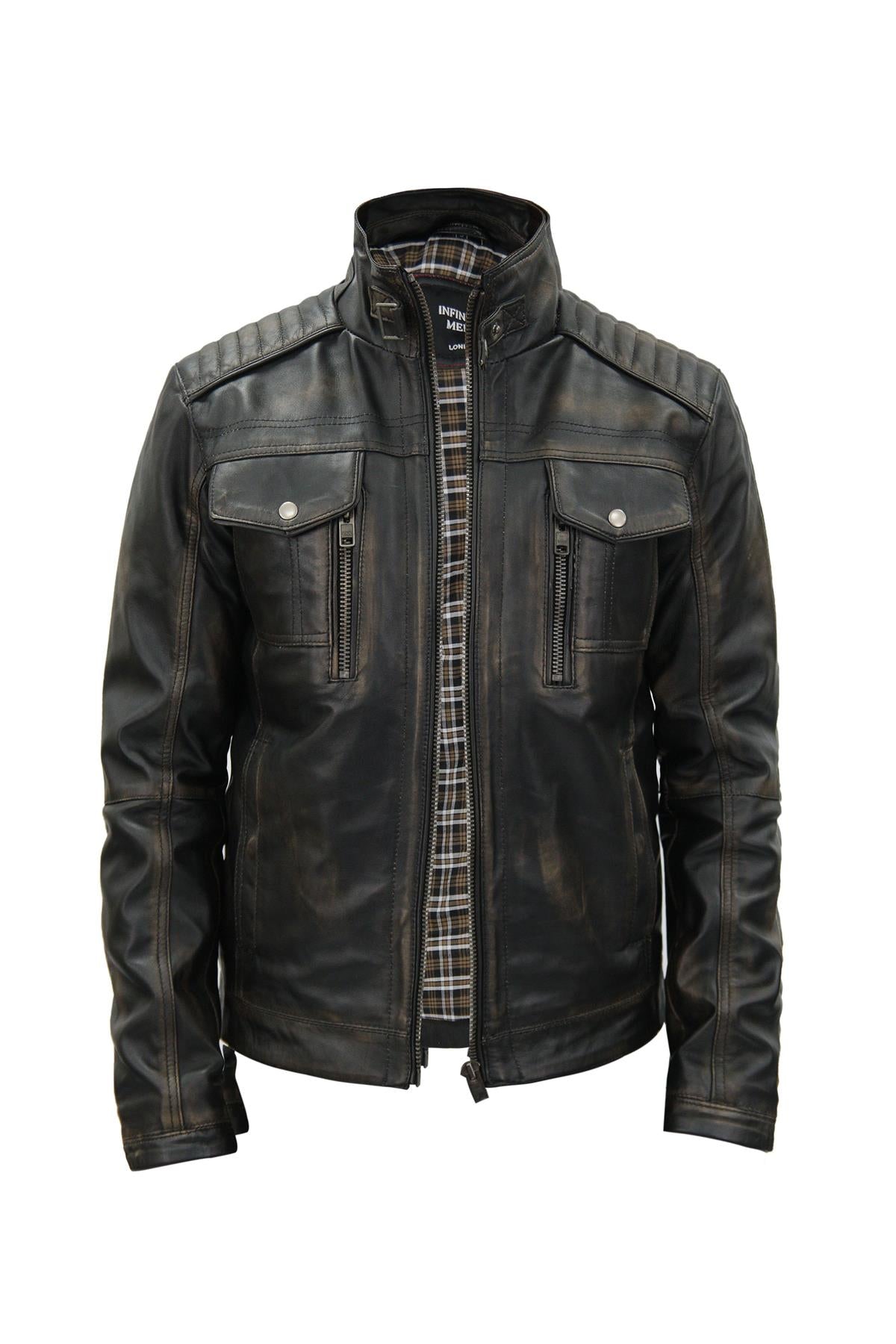 Men's Vintage Leather Biker Jacket-Cape Town