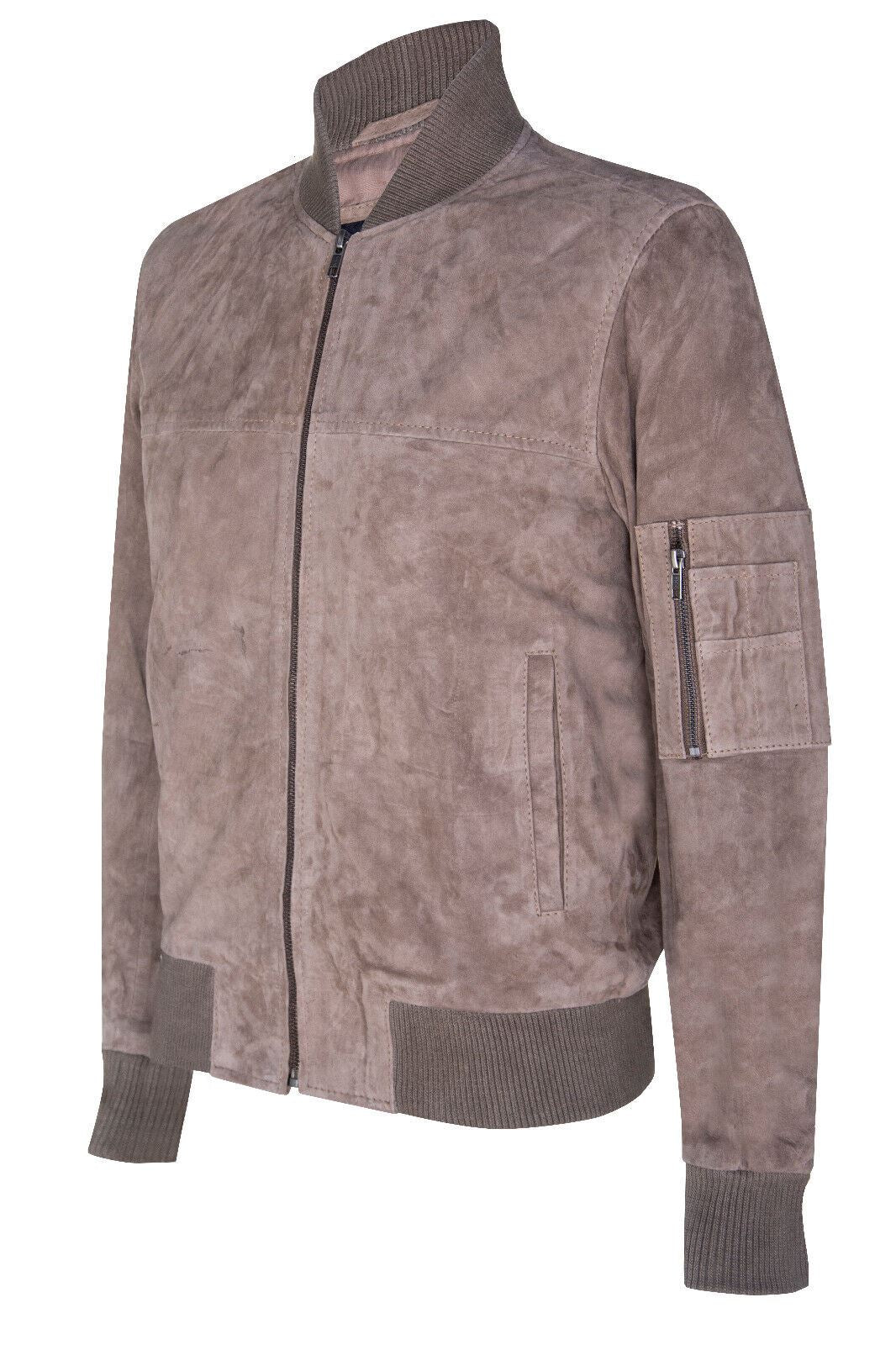 Mens Suede Leather MA-1 Varsity Bomber Jacket