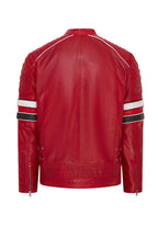 Mens Quilted Leather Biker Racing Jacket- Brevik