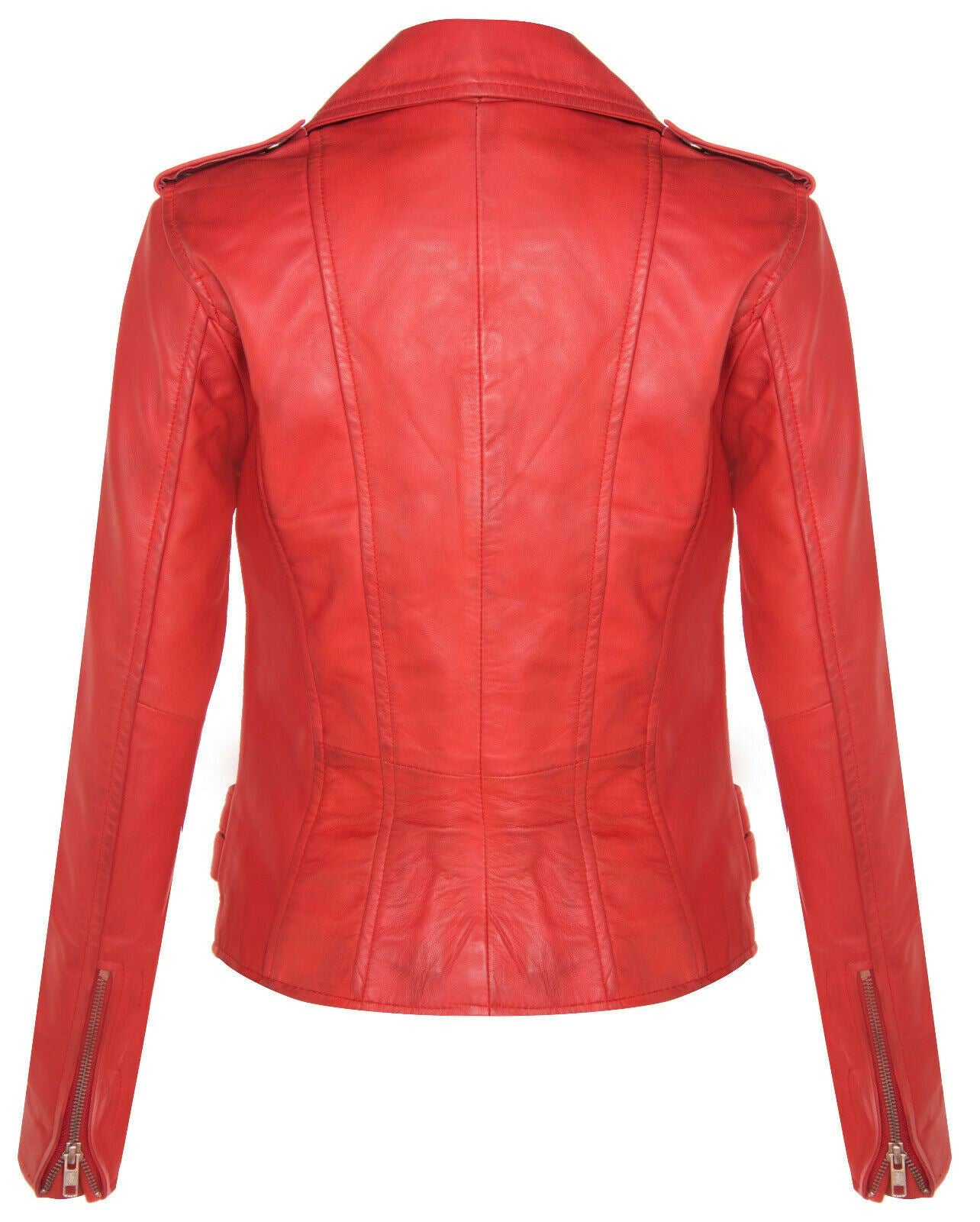 Womens Leather Brando Biker Jacket-Loddon