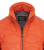 Womens Puffer Quilted Bomber Leather Jacket - Hamar