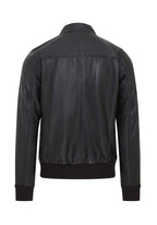 Mens Black Retro Leather Bomber Jacket -  Adak
