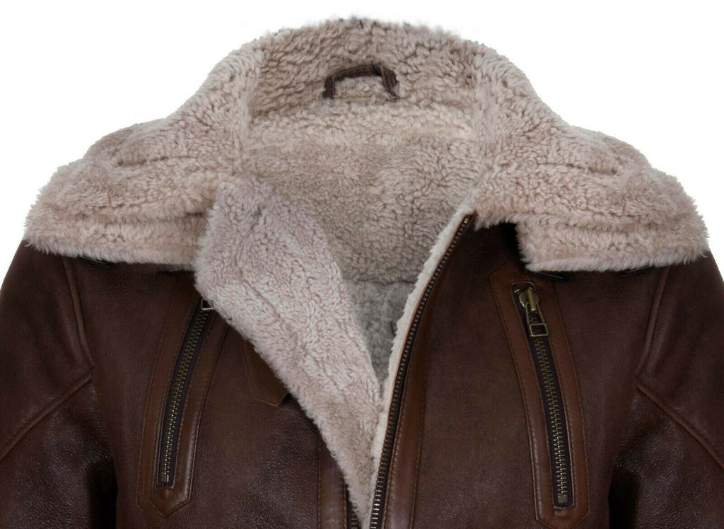 Mens 3/4 Warm Leather Sheepskin Trench Coat-Medina
