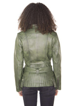 Womens Long Leather Biker Jacket-Quito