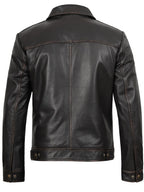 Mens Distressed Dark Brown Biker Style Leather Jacket