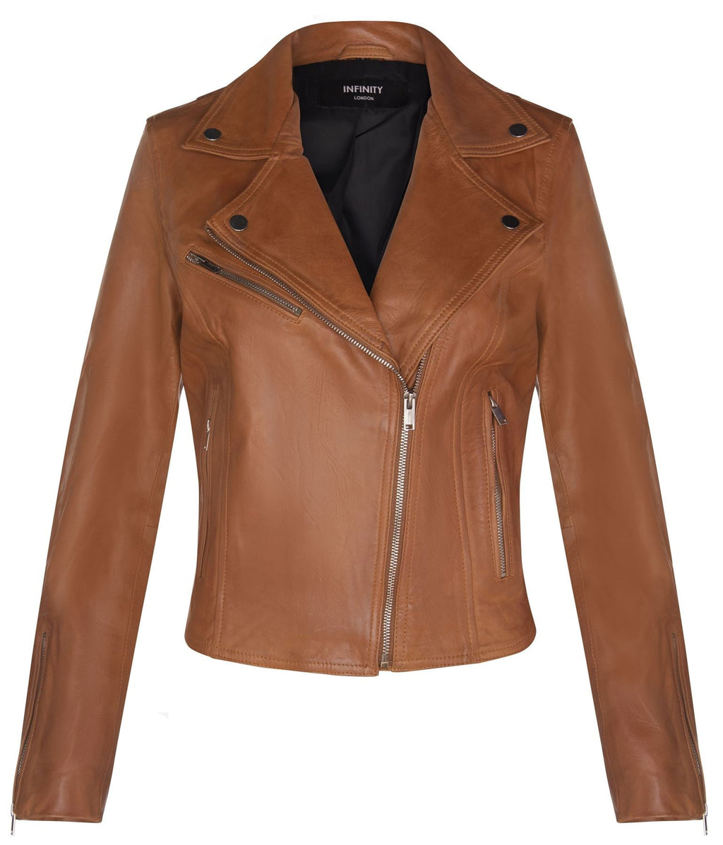 Womens Leather Classic Biker Brando Jacket-Baku
