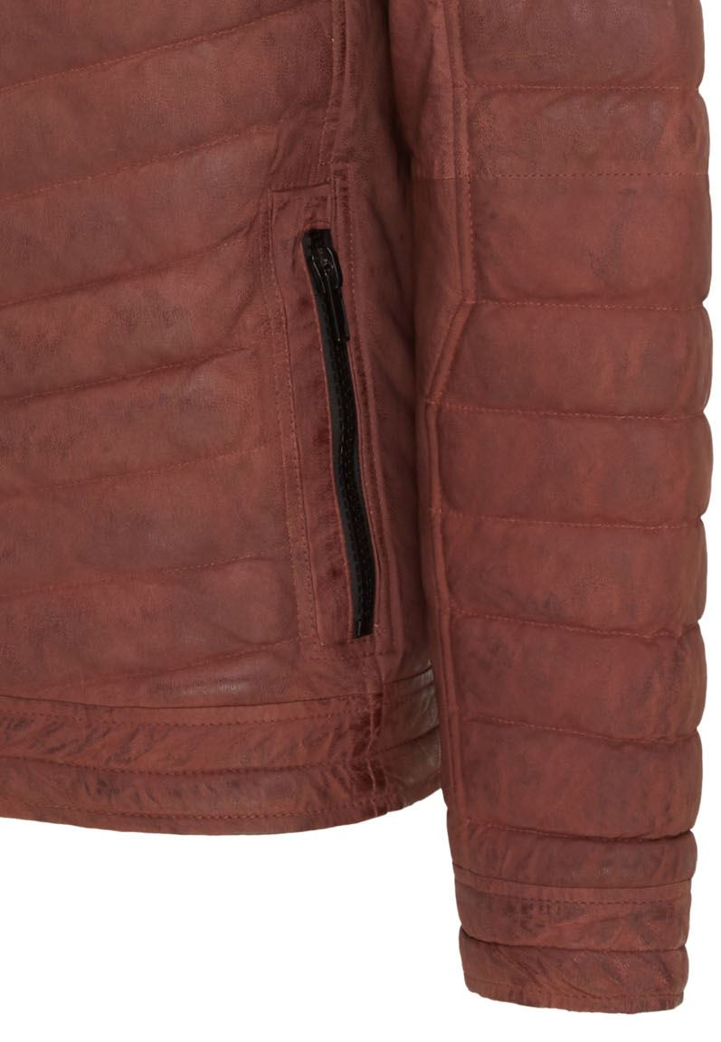 Mens Quilted Puffer Leather Bomber Jacket - Torpoint