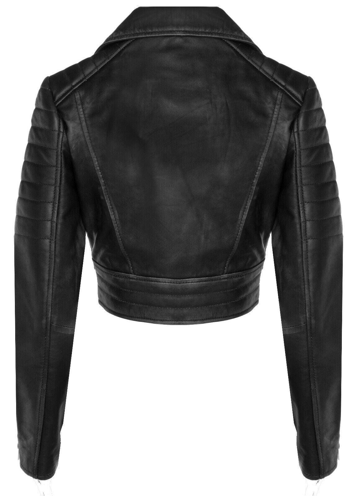 Womens Brando Cropped Leather Jacket-Longtown