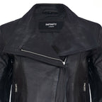 Womens Leather Shawl Wrap Biker Jacket - Riga