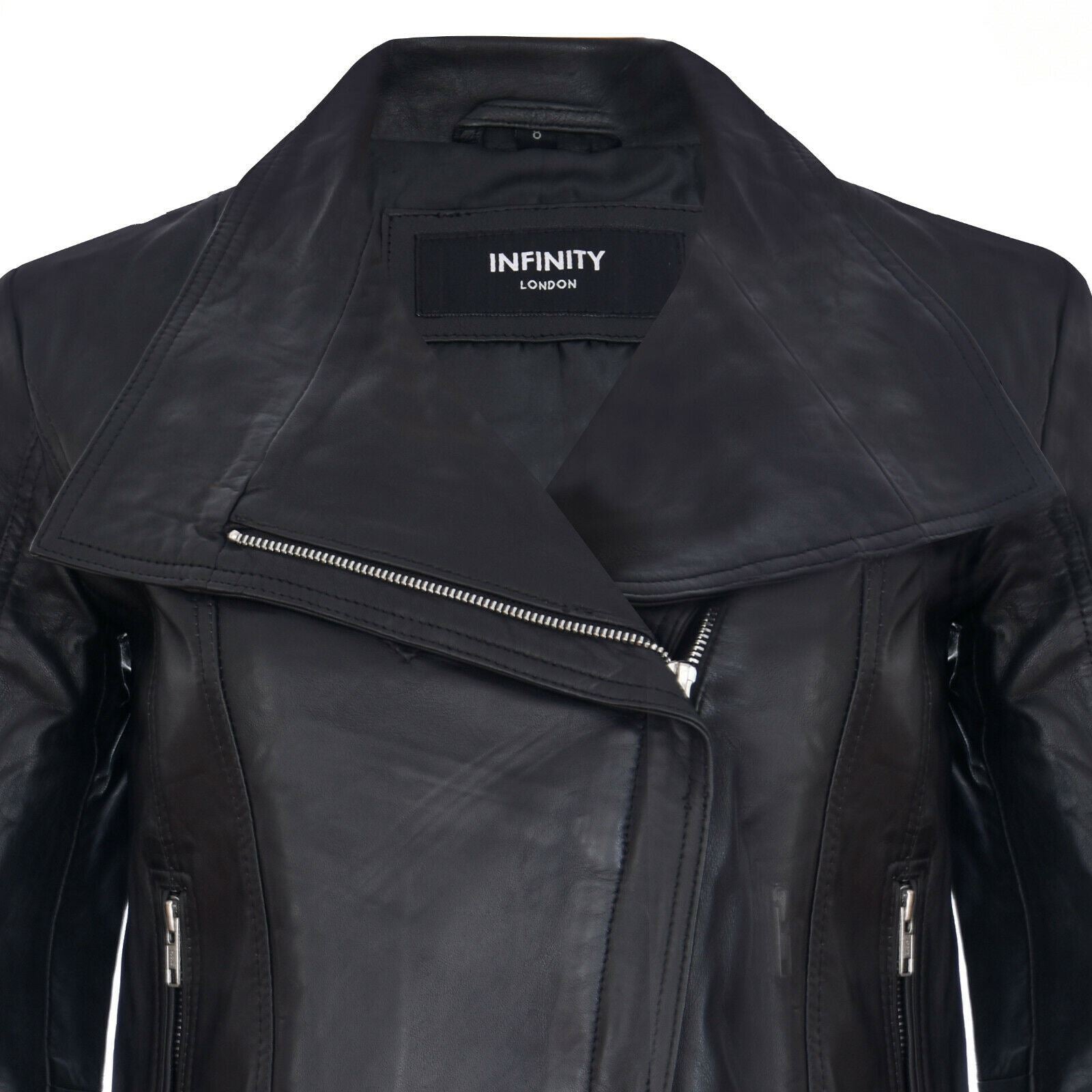 Womens Leather Shawl Wrap Biker Jacket - Riga