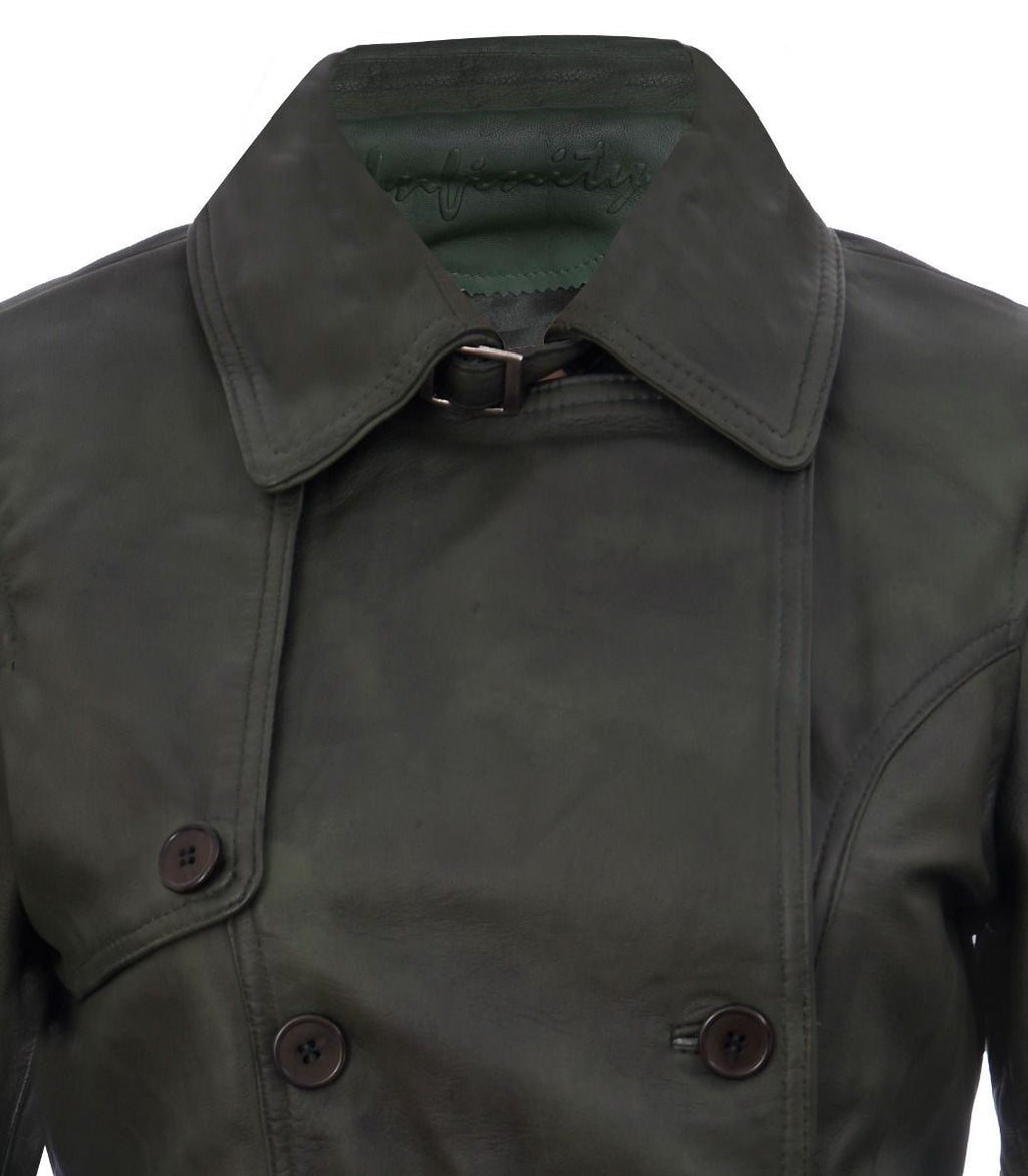 Womens Mid Length Leather Trench Coat -Oakham