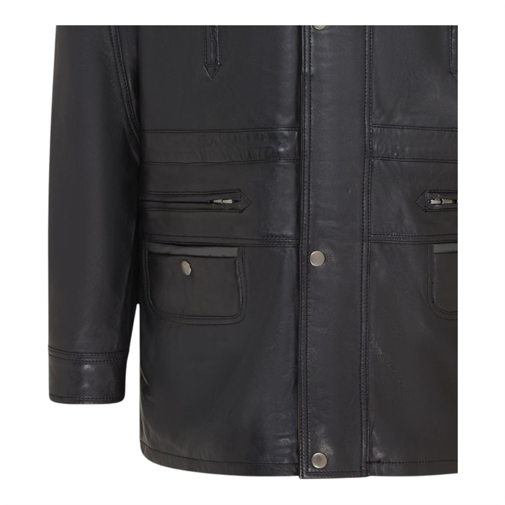 Mens Soft Italian Leather Parka Coat-Winnipeg
