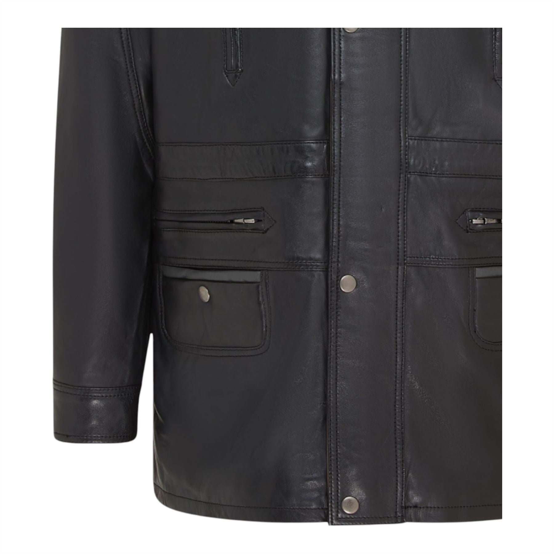 Mens Soft Italian Leather Parka Coat-Winnipeg
